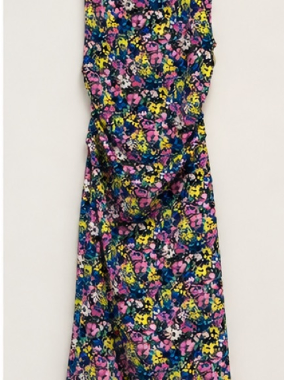 ZARA Multicolor Floral Ruched Midi Dress Size M
